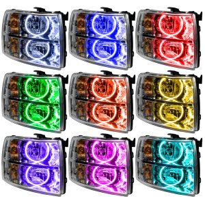 Chevrolet Silverado Headlight Assembly - ORACLE Lighting - SMD Round Style ColorSHIFT w/ Simple Controller - `07-`13 Chevrolet Silverado Headlight Assembly - ORACLE Lighting - SMD Round Style ColorSHIFT w/ Simple Controller - `07-`13